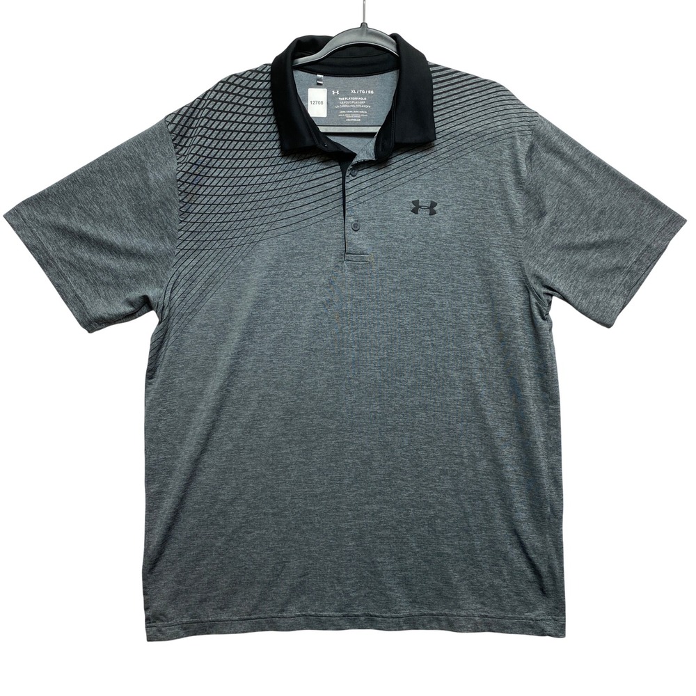 Under Armour Polo Mens XL Gray The Playoff Polo HeatGear Graphic Button-Down